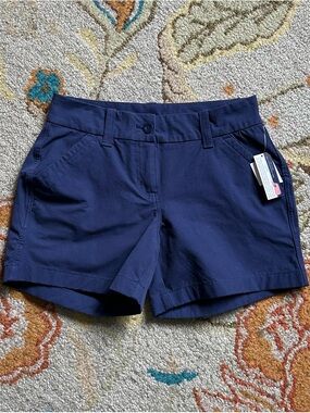 NWT Vineyard Vines Navy Blue Performance Shorts Women’s Size 0 4.5” Inseam